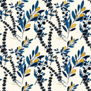 Dark Blue Leaves and Berries Wallpaper