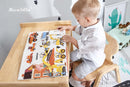 Mesasilla Primary Adjustable Table Set - with drawer-Bear  Car Rabbit  Star - Height Adjustable
