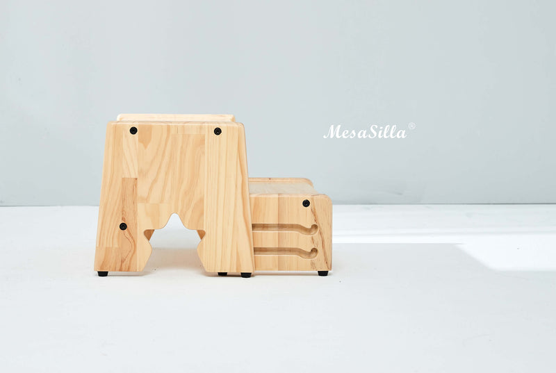 Mesasilla 2 Step Stool - Lightweight & Sturdy with Anti-Slip, Animal-Shaped Cutouts - Solid Wood Construction