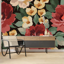 Red and Beige Peonies Wallpaper