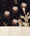 Dark Wallpaper with White Floral Design