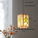 Stained glass cube led pendant lamp for bedroom with walnut wood
