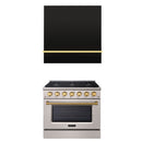 Akicon 36" Stainless Steel Range Hood with 600 CFM Insert & 6-Burner Gas Range Combo – Powerful Ventilation, Convection Oven, Multiple Finishes