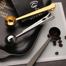 Stainless steel coffee spoon and sealing clip set kitchen accessory