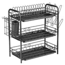 Stainless steel curved kitchen drying rack and dish organizer shelf