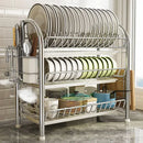 Stainless steel curved kitchen drying rack and dish organizer shelf