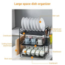 Stainless steel curved kitchen drying rack and dish organizer shelf