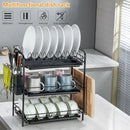 Stainless steel curved kitchen drying rack and dish organizer shelf