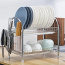 Stainless steel curved kitchen drying rack and dish organizer shelf