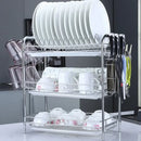 Stainless steel curved kitchen drying rack and dish organizer shelf