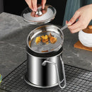 Stainless steel deep fryer pot with strainer and tongs kitchen tool