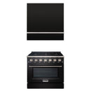 Akicon 36" Stainless Steel Range Hood with 600 CFM Insert & 6-Burner Gas Range Combo – Powerful Ventilation, Convection Oven, Multiple Finishes
