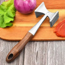 Stainless steel meat tenderizer with wood handle kitchen mallet