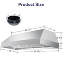 54" Range Hood Insert, 1200 CFM Stainless Steel Ducted Vent Hood Insert with Dimmable LED Lights