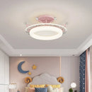 Star pattern crystal ceiling light bedroom gold pink & blue