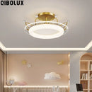 Star pattern crystal ceiling light bedroom gold pink & blue