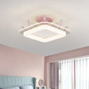 Star pattern crystal ceiling light bedroom gold pink & blue