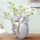 Steampunk white & gold heart cardiac vase living room decor