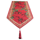Poinsettia Flowers Christmas Tablecloth Holiday Runner 75 Inches