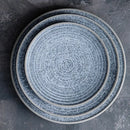 Stone inspired speckled blue & white ceramic dinner plate set dining room