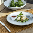 Stone inspired speckled blue & white ceramic dinner plate set dining room
