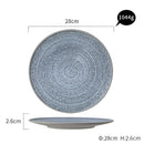 Stone inspired speckled blue & white ceramic dinner plate set dining room