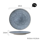 Stone inspired speckled blue & white ceramic dinner plate set dining room