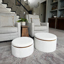 Stowaway Chic Boucle Ottomans, Set of Two