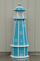 5 ft. Octagon Solar and Electric Powered Poly Lighthouses Aruba Blue with White trim