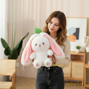 Reversible Strawberry Bunny Plush Toy Soft Polyester Stuffed Animal for Kids Hide and Seek Transforming Toy