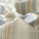 Striped beige & blue cotton bedding set bedroom fitted sheet