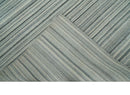 Striped 8x10 Ivory, Beige and Gray Hand Made Blended Wool Area Rug