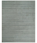 Striped 8x10 Ivory, Beige and Gray Hand Made Blended Wool Area Rug