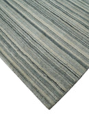 Striped 8x10 Ivory, Beige and Gray Hand Made Blended Wool Area Rug
