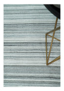 Striped Flatwoven 8x10 White And Silver Hand Made Blended Wool Area Rug
