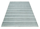 Striped Flatwoven 8x10 White And Silver Hand Made Blended Wool Area Rug