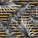 Stripes and Tropical Leaves Wallpaper