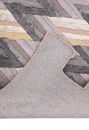 Stripes Pattern Gray Lilac Hand Tufted 4x6 Wool Area Rug