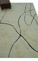 Strokes Custom Made Contemporary Cream Hand Knotted Wool Rug