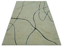 Strokes Custom Made Contemporary Cream Hand Knotted Wool Rug
