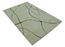 Strokes Custom Made Contemporary Cream Hand Knotted Wool Rug