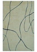 Strokes Custom Made Contemporary Cream Hand Knotted Wool Rug