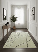 Strokes Custom Made Contemporary Cream Hand Knotted Wool Rug