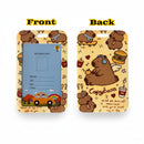 Student ID Badge Holder with Capybara Design and Lanyard