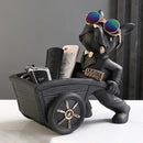 Stylish black suit dog statue storage box living room ornament
