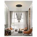 Stylish & Long Chandelier for Staircase with Compound Ring Design