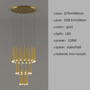 Stylish & Long Chandelier for Staircase with Compound Ring Design