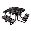 Large 46-Inch Stylish Square Steel Picnic Table W/ Thermoplastic Coating & Umbrella Hole (SAK90547)