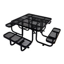 Large 46-Inch Stylish Square Steel Picnic Table W/ Thermoplastic Coating & Umbrella Hole (SAK90547)