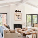 Stylish Wall Light Living Room with Elegant Black and Wood Finish